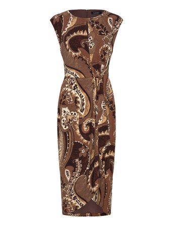 Paisley Stretch Jersey Tie-Front Dress Brown Lauren Ralph Lauren
