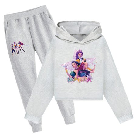 Kpop Demon Hunters Piger Cropped Hættetrøje Mode Sæt