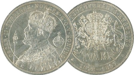 Sverige 1897 - Oscar II 25 års regeringsjubilæum - 2 kr. sølvmønt