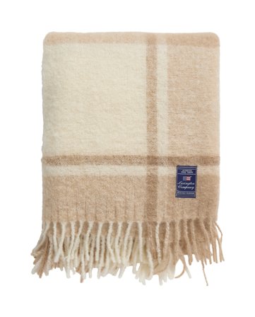 Lexington Checked mohair mix throw, beige/white