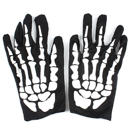 Halloween Tilbehør - Skelet Handsker | Strækbare Børneskalle Handsker | Sorte Skelet Handsker til Halloween Kostumer | Kostumefester