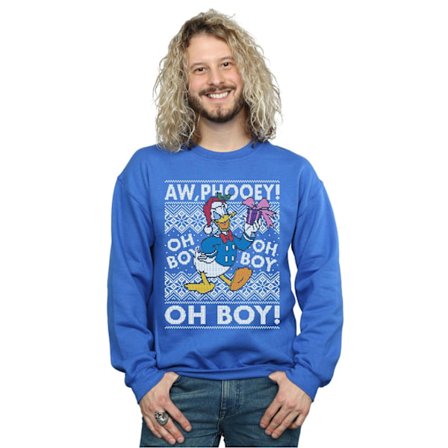 Disney Herr Donald Duck Jul Fair Isle Sweatshirt M Röd