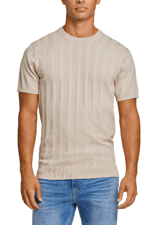 Lindbergh Knitted crew neck T-shirt Överdelar Herr Grå S