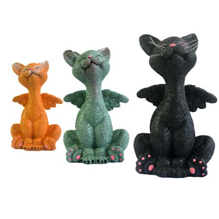 3-pakke engel kat havenisse statue figur - bedste kunstindretning til indendørs udendørs hjem eller kontor