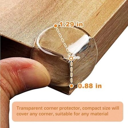 Skyddshörn för bord, 24 st runda transparenta hörnskydd med starkt självhäftande tejp, hörnskydd för bord och alla möbler