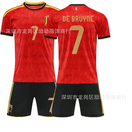 2025–2026 Belgien VM Hjemmebane Børne Voksen Fodboldtrøje Sæt Nr.7 De Bruyne Nr.10 Lukaku Nr.25 Doku Nr.26