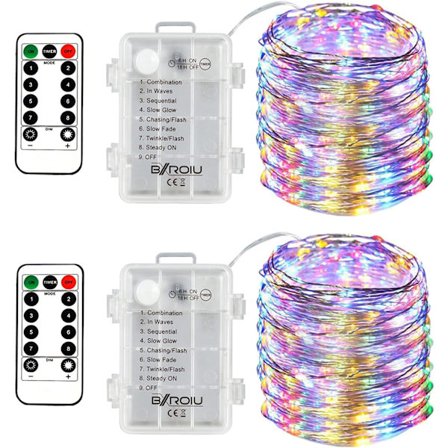 2 x 50 LED batteridrivna ljusslingor med 5 meter mikro silver 3AA