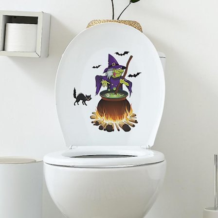 Dww-2 kpl sarjakuva musta kissa noita keitto wc-tarra, hauska seinätarra WC:lle, kylpyhuoneeseen, keittiöön, PVC