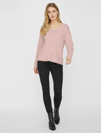 Vero Moda Vmcrewlefile Ls V-Neck Blouse Noos - Pink - XS