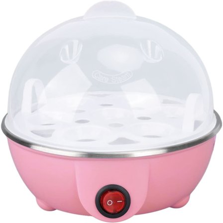 Rapid Egg Cooker Elektrisk Eggekoker med Automatisk Avstenging Kokte Egg Pocheringsmaskin Omelettmaskin Anti-Tørrkoking Eggepocherer Rosa