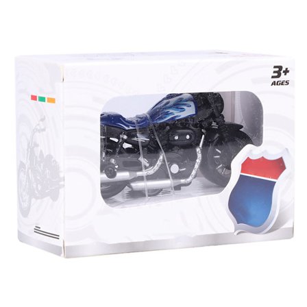 Legetøjsmodel af legeringsmotorcykel, højt simuleret pull-back køretøj, blå