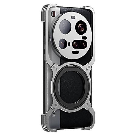 Til Xiaomi 15 Ultra Case Støtteben Metal Bumper Magnetisk Telefon Cover - Sølv Sølv