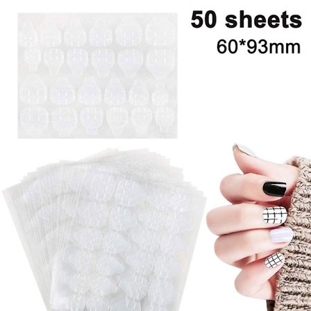 50 Sheets Nail Glue Stickers, Double-sided Transparent False Nail Glue Jelly Gel Tape Adhesive Tabs Waterproof Flexible Fake Nails Tips For Manicure