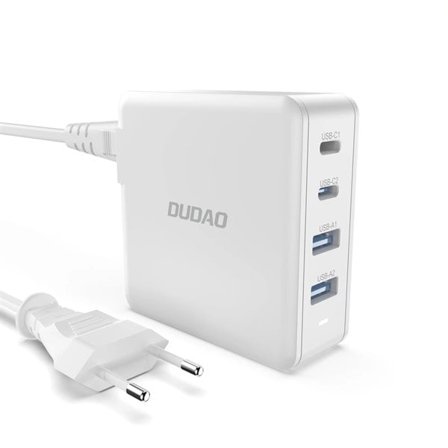 Dudao GaN USB-Laddare med 100W 2xUSB-C och 2xUSB Dudao - Vit