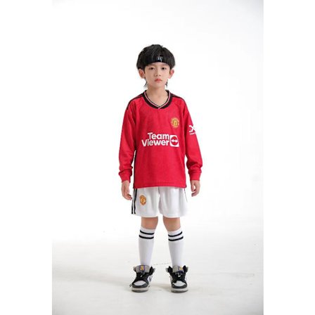 MUFC No numbers 2023/2024 Pitkähihainen syksy-talvi Koti Lasten Jalkapallopaita/Shortsit/Sukat Setti Nuorten lasten koot