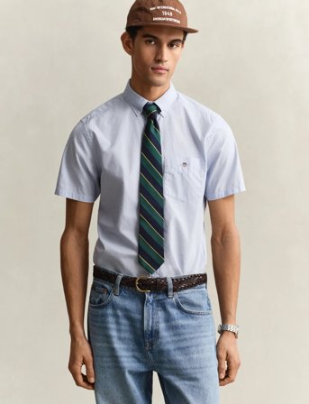 GANT Reg Classic Poplin Ss Shirt - Blue - M