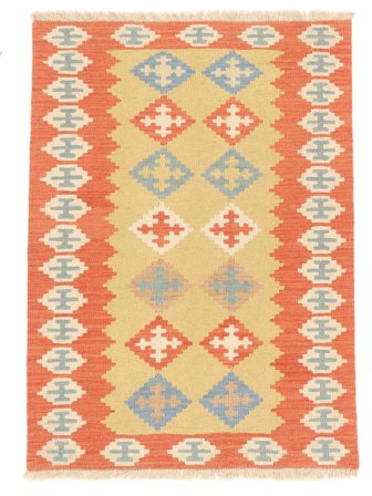 86X118 Tapis D'orient Kilim Ghashghaï Orange/Rouge ( Perse)