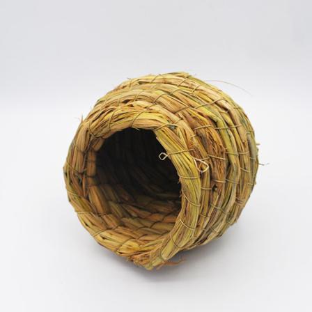 Fågelbo Handgjord Gräsvävd Fågelbur 2 Delar Natur Diameter13 Cm