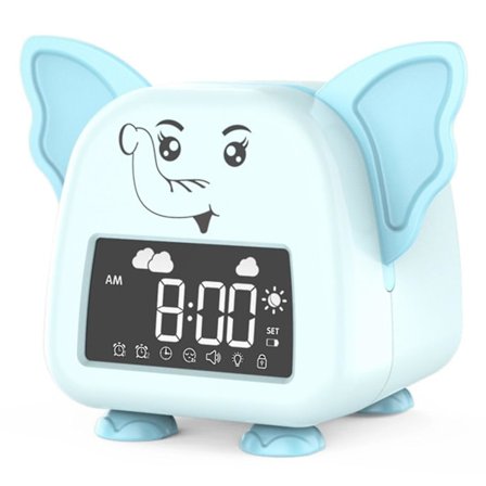 Vekkerklokke for barn, digital vekkerklokke til barnerommet, søvnveileder for barn, vekkeklokke med lys