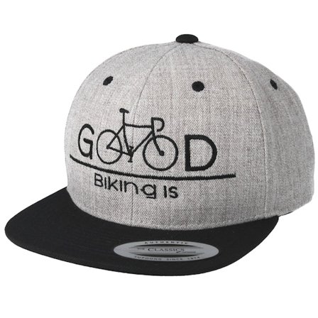 Bike Souls - Gris snapback Casquette - Biking Is Good Heather Grey Black Snapback @ Hatstore