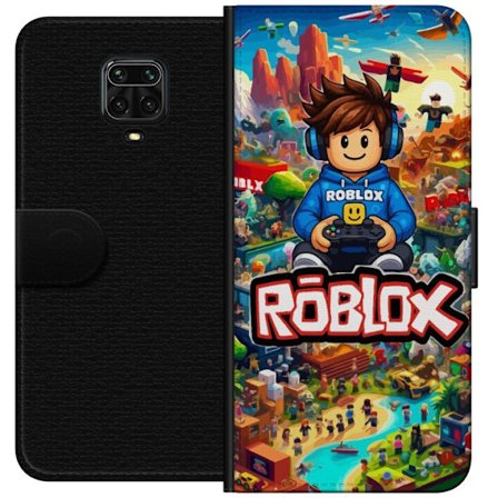 Kompatibel Tegnebogsetui til Xiaomi Redmi Note 9 Pro Roblox-verden med spilkarakterer og farverige eventyr fyldt med action og flyvende køretøjer