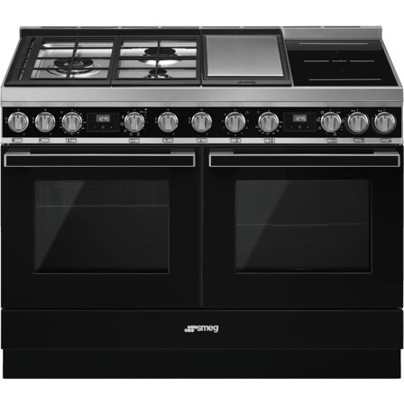 Smeg CPF120IGMPL Portofino kaasu-/induktioliesi, musta