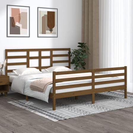Vidaxl Sängram Honungsbrun Massivt Trä 180x200 Cm Brun