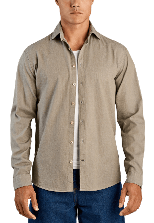 Lindbergh Soft Indigo Stretch Shirt L/S Skjortor Herr Grön XL