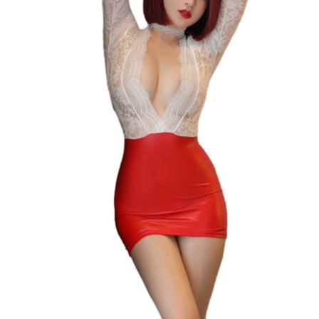 Sexig Cosplay-dräkt Rollspel I Silkeslen Klänning Utan Pilling Upper whitelower red