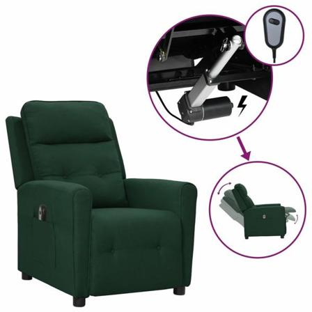Vidaxl Reclinerfåtölj Med Elektrisk Mörkgrön Tyg Grön