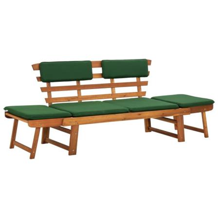 Vidaxl Trädgårdsbänk Med Dynor 2-i-1 190 Cm Massivt Akaciaträ Grön
