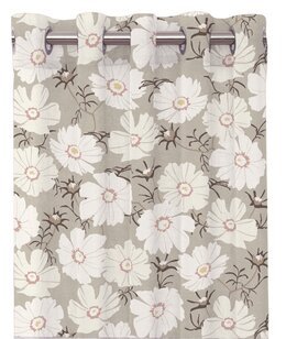 Rengasverho Thea painetulla kukka-aiheella beige