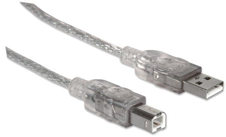 Manhattan USB-kabel - USB (hann) til USB-type B (hann) - USB 2.0 - 3 m - sølv
