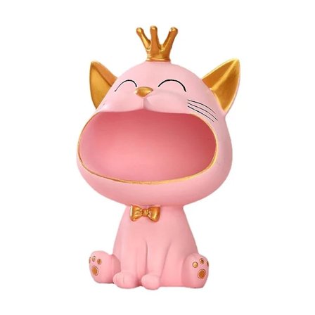 Laughing Cats Figurine - Key Bowl for Entryway Table, Storage Tray, Big Mouth Cats, Storage Box