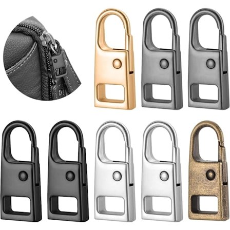 8 stk. lynlåstrækker udskiftningssæt, aftageligt universelt metal lynlåstrækker hoved udskiftningssæt, lynlåshåndtag leje fiksering, lynlåstrækker 