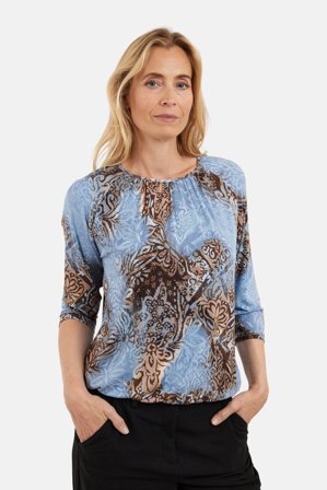 SIGNATURE - 3/4 ærmet T-shirt - Blå - Mønstret