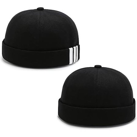 2 stk. Docker-caps for menn, caps uten brem, arbeidercaps, sjømannscaps, lue, beanie, rullet mansjett, retro, justerbar