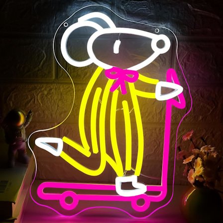 Tegneserie Rotte Skateboard Neonskilt til Vægdekoration Dæmpbar Mus Neonlampe til Mandehule LED Tegneserie Dyrelysskilt til Legetøjsbutik 