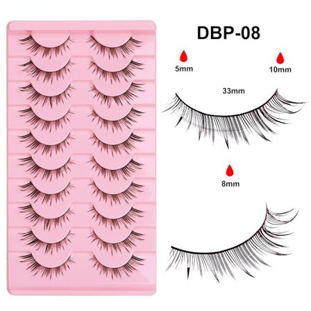 10 Par Manga Små Tunna Falska Ögonfransar - Naturliga, Lätta och Bekväma Ögonfransar för en Förförisk Look