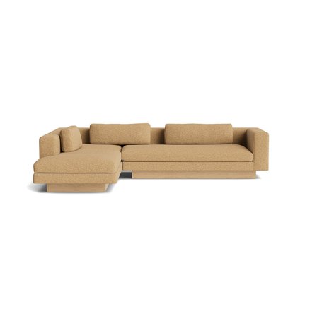 Manhattan chaiselong sofa, venstrevendt - Sneak Gul - 295x240x75cm - Rummelig sofa med nozag fjedre, massive egetræsben & 3 rygpuder inkluderet