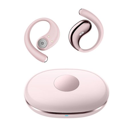 6.0 open-ear dobbelt-side stereo trådløst Bluetooth headset med 4000mAh ladetui Pink