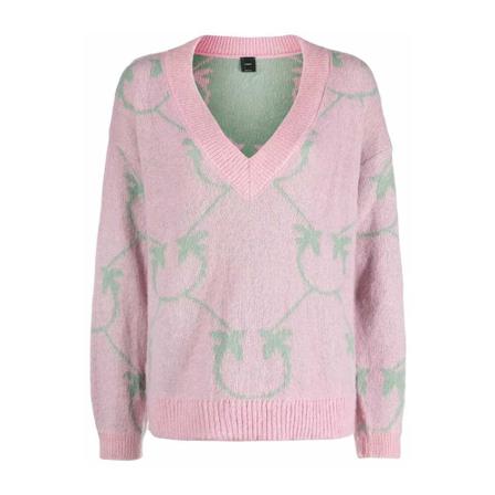 Pinko, V-neck Knitwear Roze, Dames, Maat:M,alpaca