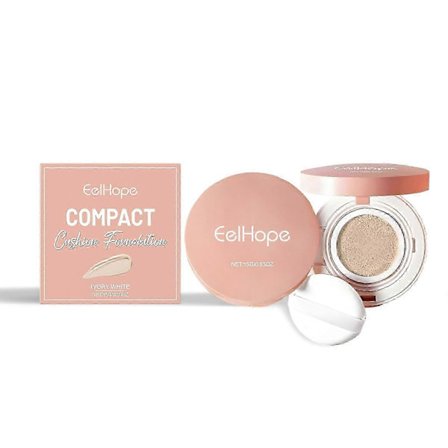 Elfenbensvit Air Cushion Foundation - Lättviktig, Långvarig Återfuktande Concealer med SPF, Täckning av Skavanker & Hudvårdande Ingredienser för 