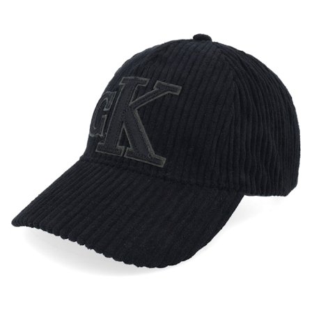 Calvin Klein - Felt Monogram Patch Cap Black Dad Cap Unconstructed Black Cap - @ Hatstore
