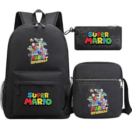 Super Mario Ryggsäck - Tonåringar Flickor Pojkar - Kawaii Student Vattentäta Skolväskor i Canvas - 3st Laptop Mochilas Ryggsäckar