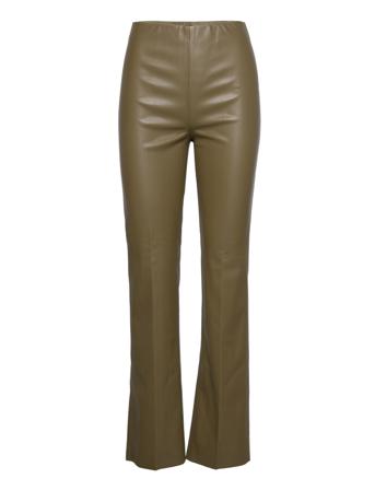 Slkaylee Straight Pants Trousers Leather Leggings/Bukser Grøn Soaked In Luxury