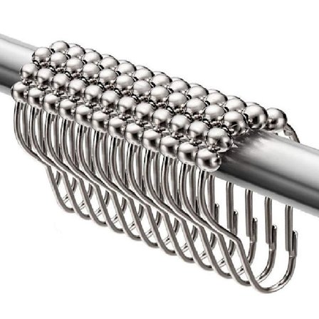 Set med 12 duschdraperikrokar (rostfritt stål, polerad krom, 12-pack)