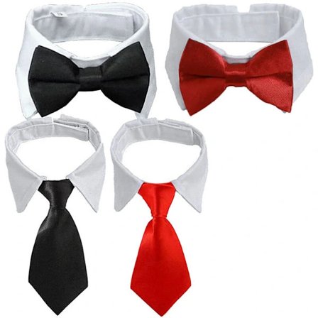 4 stk. Hund Kat Flue Husdyr Kostume Justerbar Formel Slips Krave til Små Hunde Hvalp (Sort + Rød), A