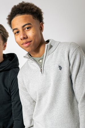 U.S. Polo Assn. DHM Knit Funnel 1/4 Zip Grå Genser Gutt - Kids Brand Store