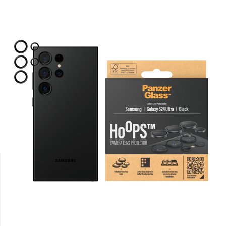 Panzer Hoops Black Camera Lens Protector Samsung Galaxy S24 Ultra PanzerGlass - High quality tempered glass screen protector